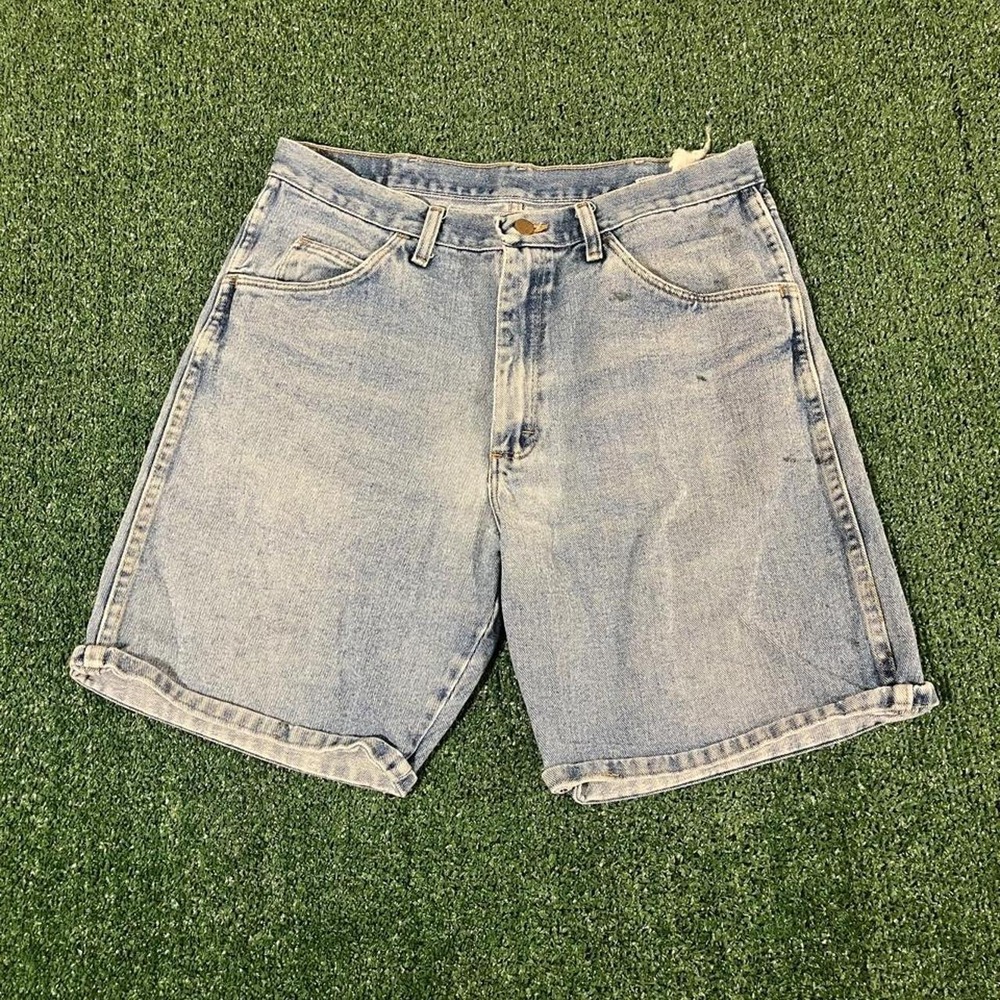 Wrangler Vintage Denim Shorts Mens 34 Light Wash Blue Relaxed Fit 606W1DH